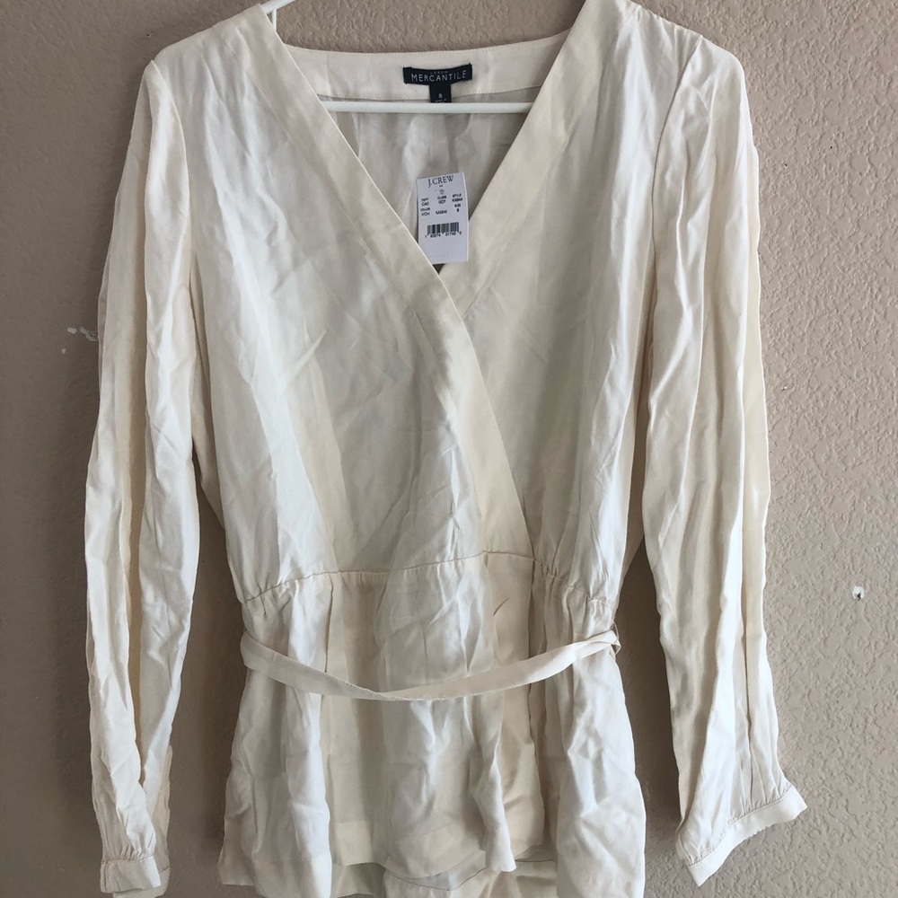 New JCrew mercantile blouse Sz 8 ivory new